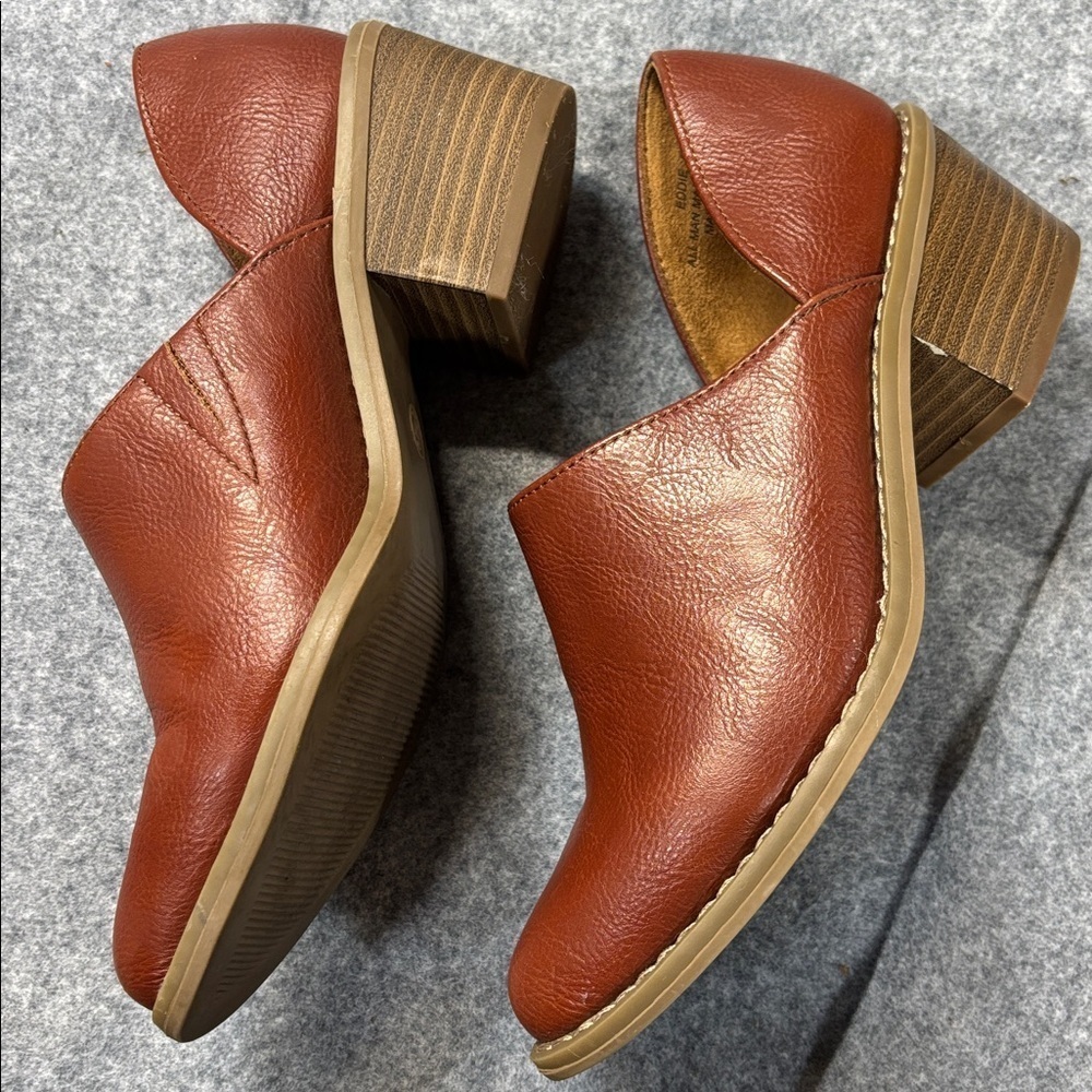 Cynthia Rowley red  Brown Eddie Leather slide on heel boot Shoes size 6 - Picture 6 of 11